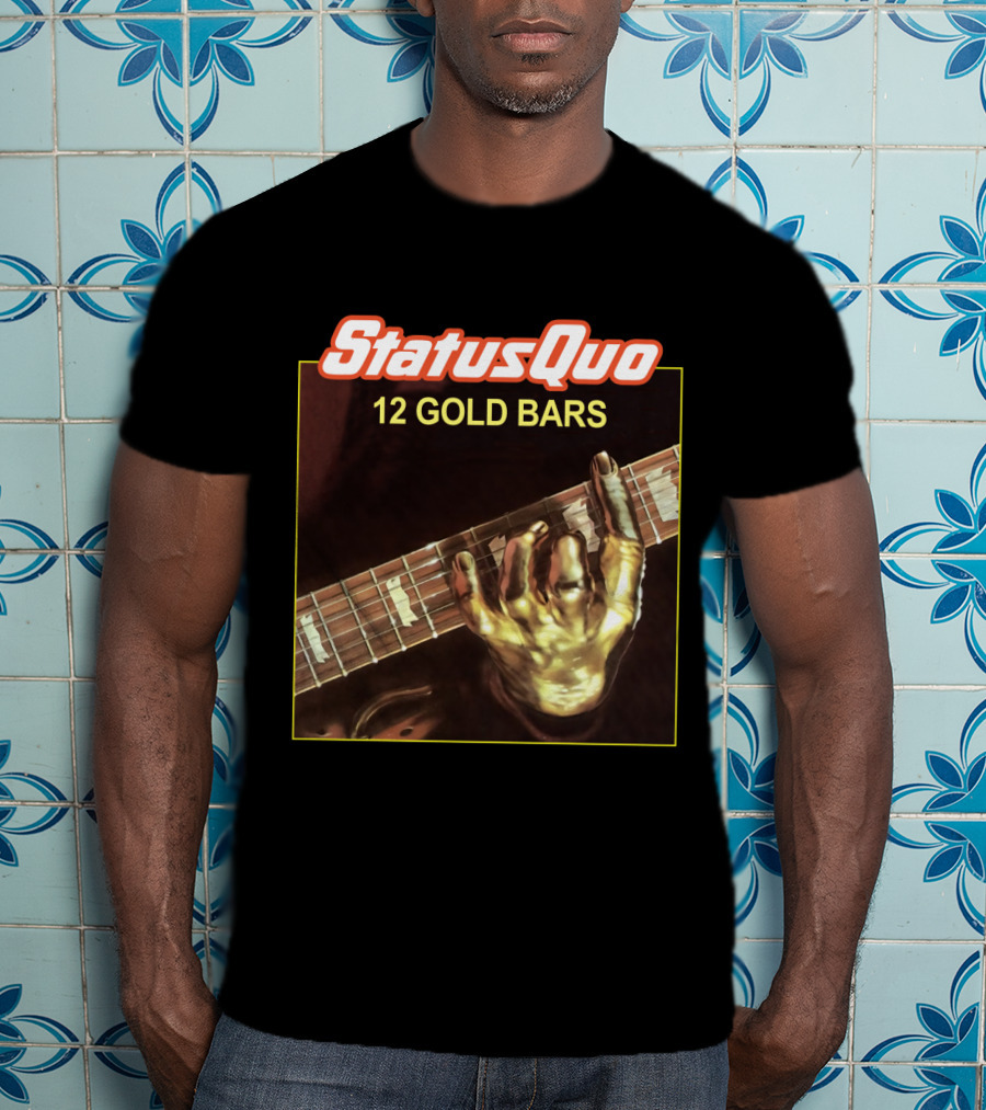 StatusQuo 12 Gold Bars Guitar Album Cover T-Shirt