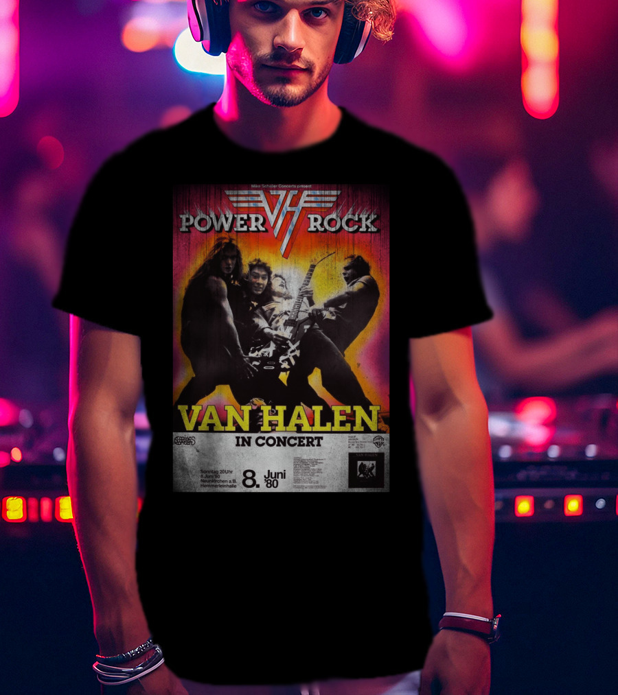 Van Halen Power Rock Concert 8 June 1980 Germany T-Shirt