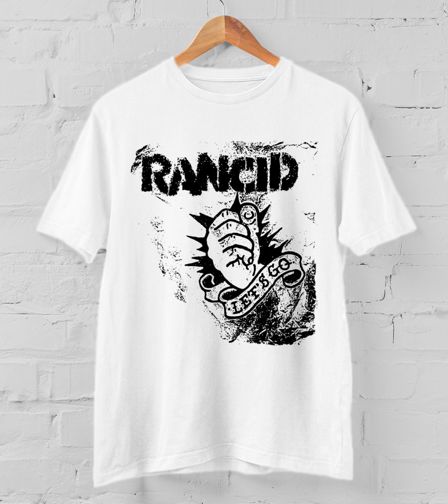 Rancid Let's Go Fist Logo Grunge Style T-Shirt
