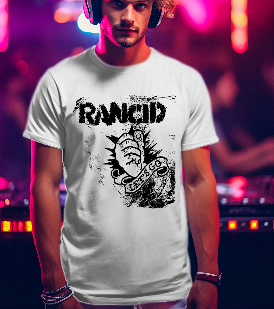 Rancid Let's Go Fist Logo Grunge Style T-Shirt