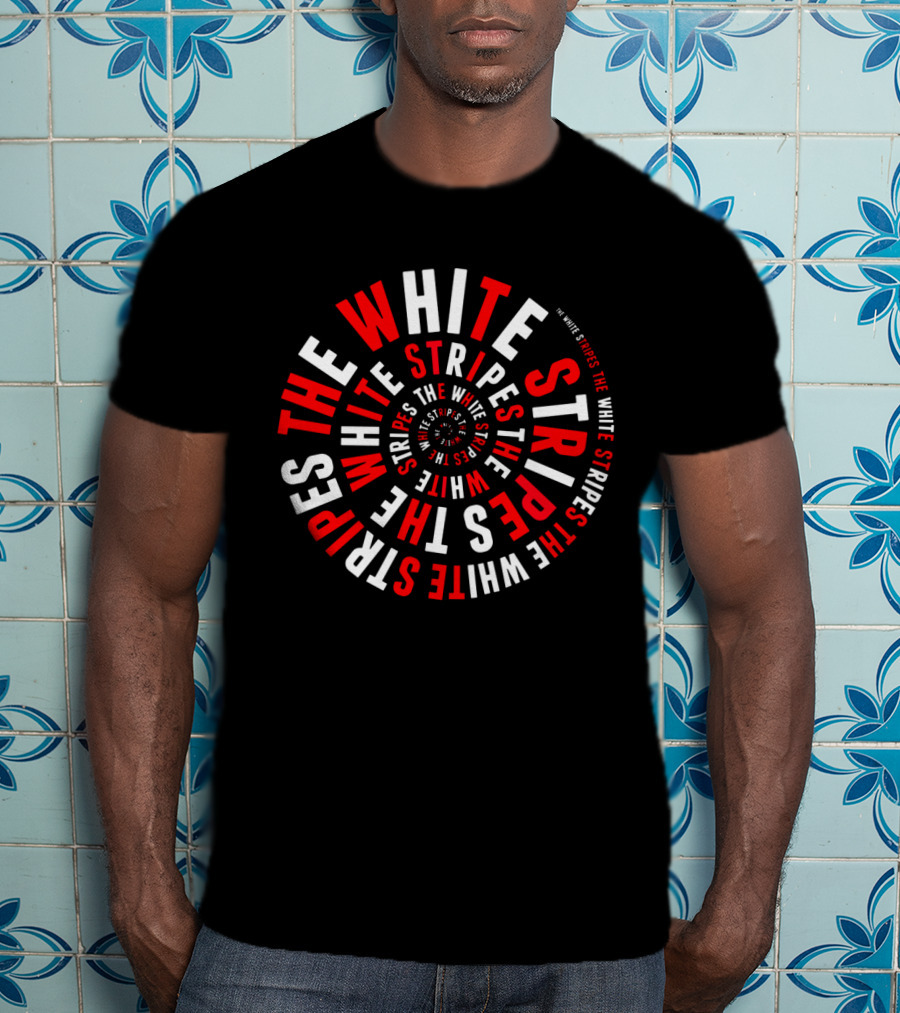 The White Stripes Spiral Text Optical Illusion T-Shirt