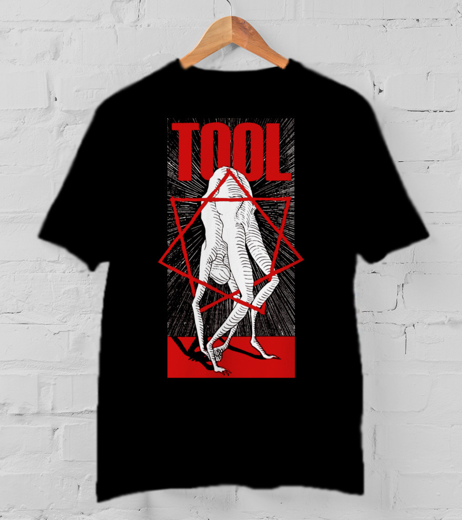 Tool Six-Legged Figure With Geometric Red Star On Black And Red Abstract T-Shirt