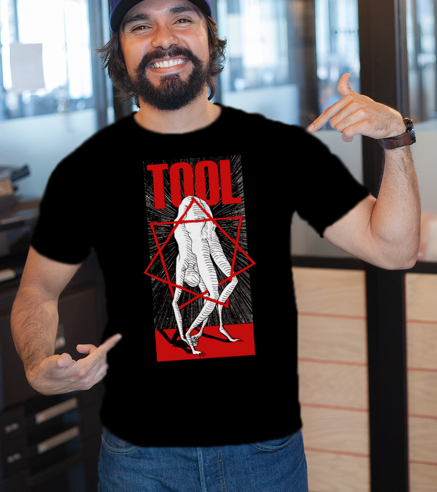 Tool Six-Legged Figure With Geometric Red Star On Black And Red Abstract T-Shirt