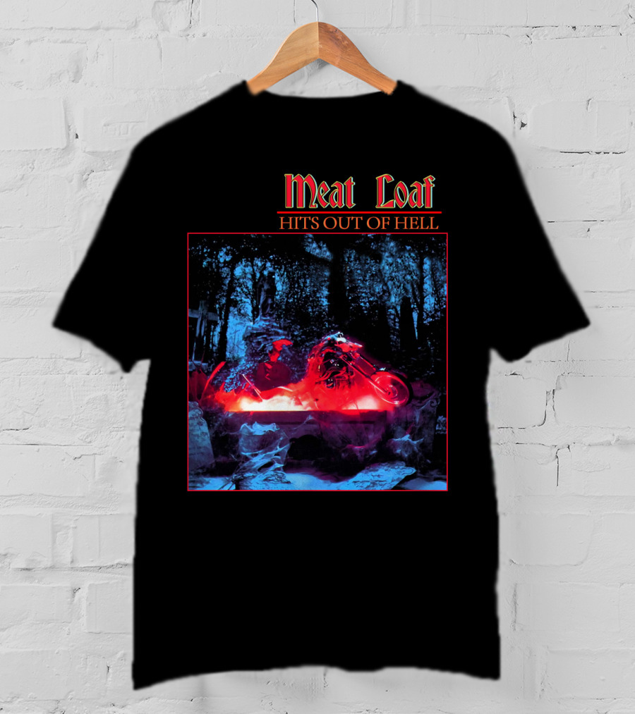 Meat Loaf Hits Out Of Hell Motorcycle Forest Scene T-Shirt