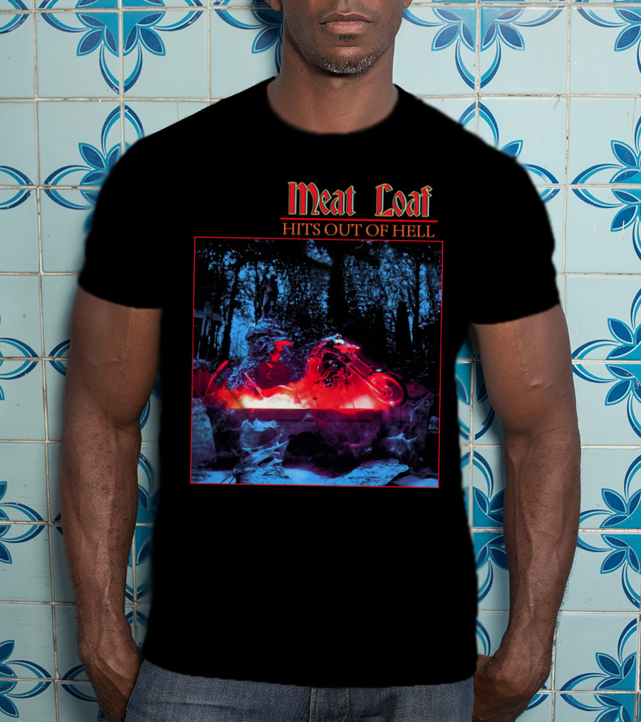 Meat Loaf Hits Out Of Hell Motorcycle Forest Scene T-Shirt