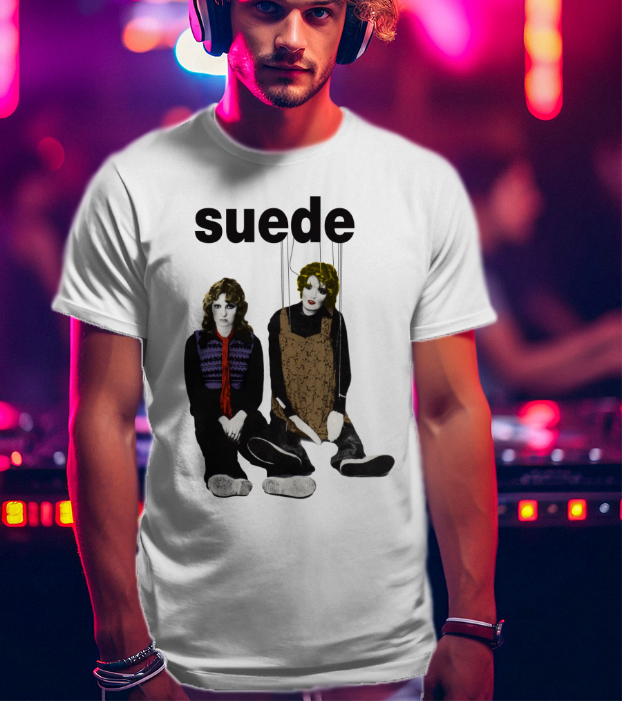 Suede Band Puppet Imagery With Colorful Outfits T-Shirt
