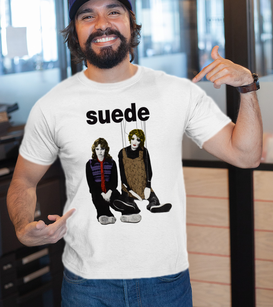 Suede Band Puppet Imagery With Colorful Outfits T-Shirt