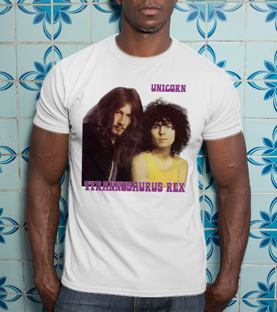 Unicorn Tyrannosaurus Rex Band Members Retro Photo T-Shirt