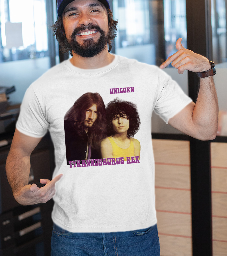 Unicorn Tyrannosaurus Rex Band Members Retro Photo T-Shirt