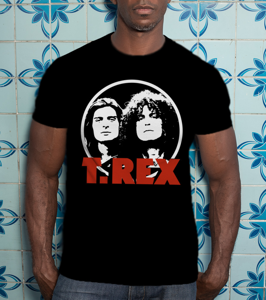 T. Rex Band Graphic Portrait With Bold Red T-Shirt