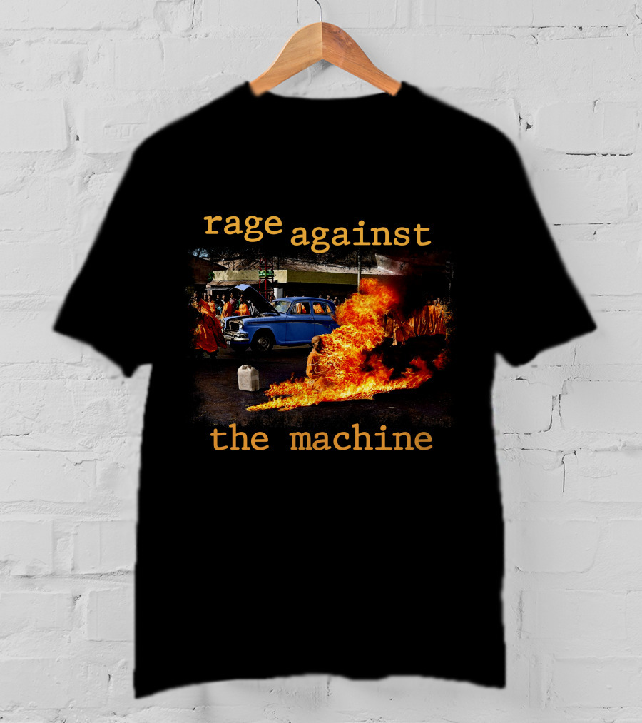 Rage Against The Machine Burning Car Riot Scene T-Shirt