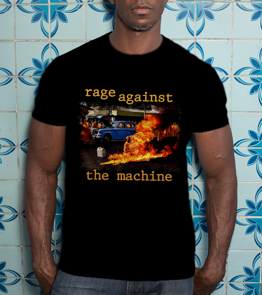 Rage Against The Machine Burning Car Riot Scene T-Shirt