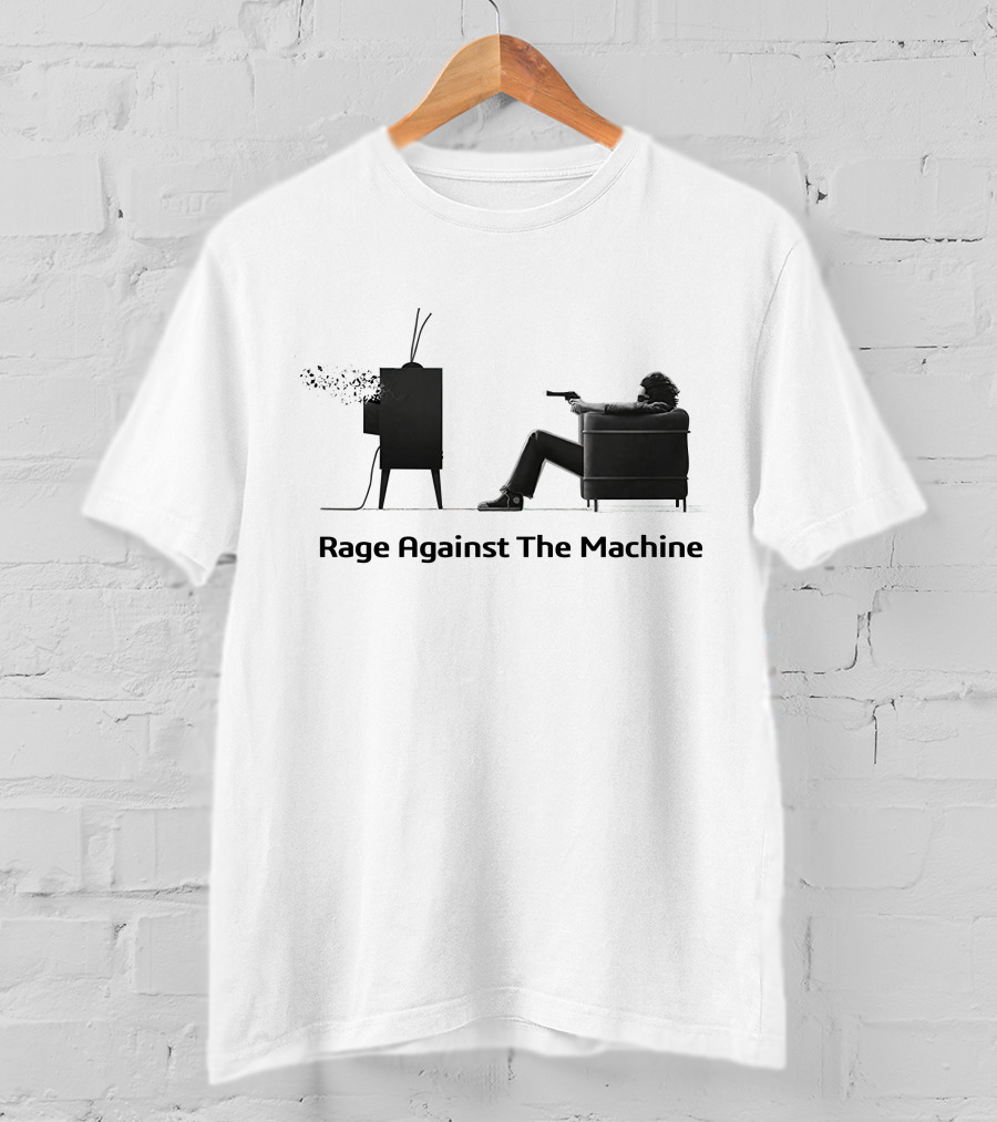 Ratm Rage Against The Machine Man With Gun Watching Exploding Tv T-Shirt