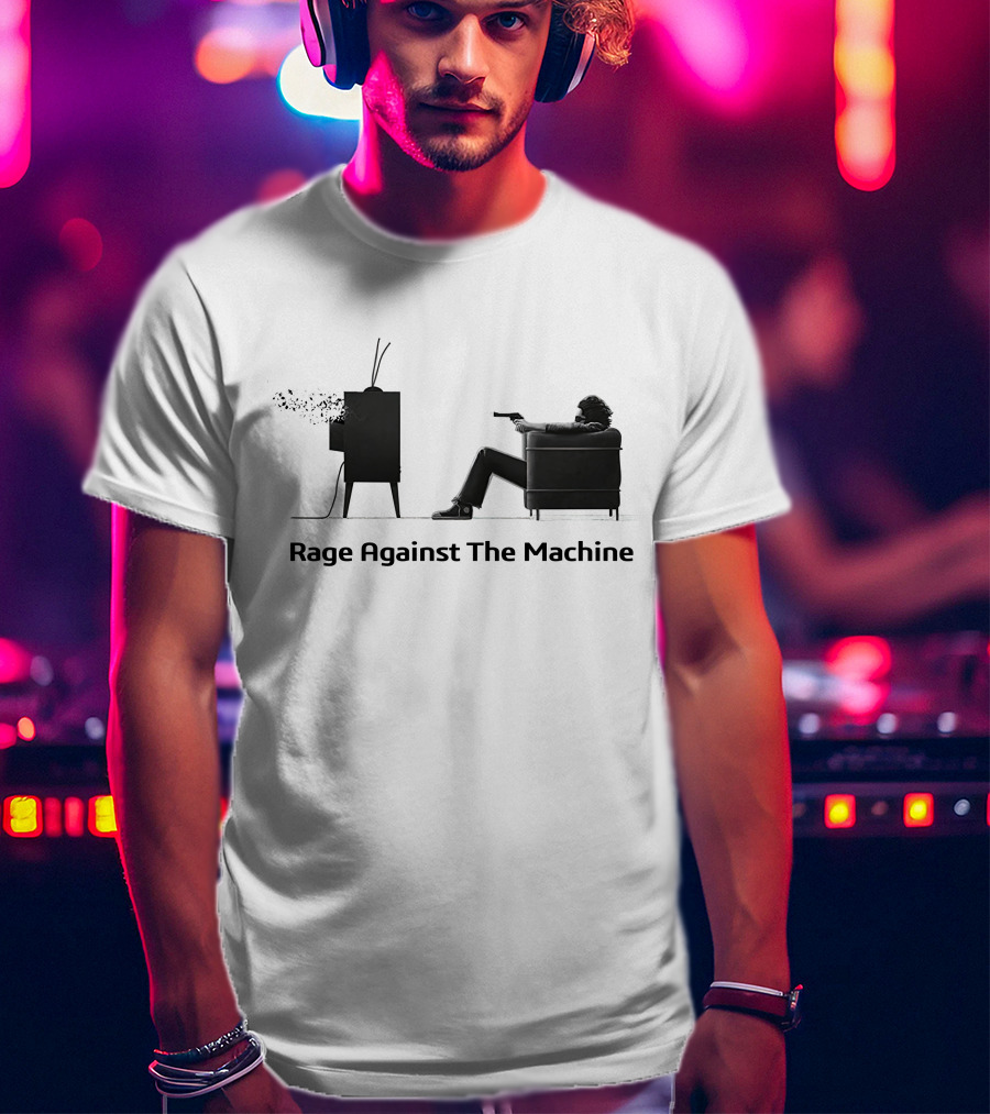 Ratm Rage Against The Machine Man With Gun Watching Exploding Tv T-Shirt