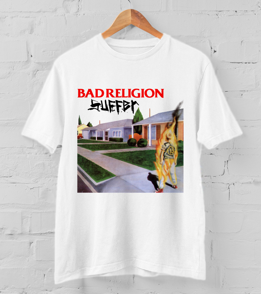Bad Religion Suffer Album Cover Burning Figure Artwork T-Shirt