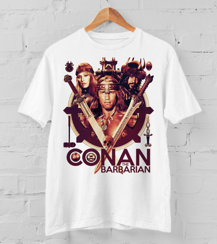 Conan The Barbarian Warrior Circle With Swords And Characters T-Shirt
