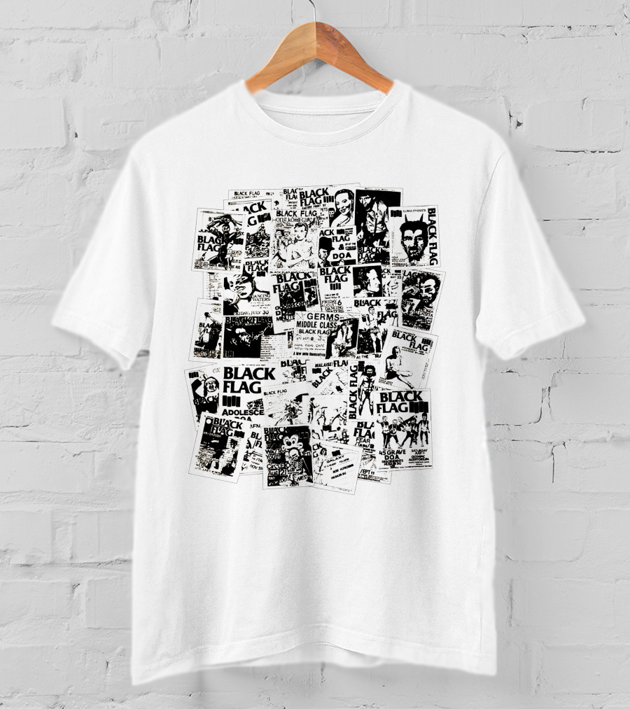 Black Flag Punk Collage With Germs Middle Class Adolescents Doa Battle Of The Bands T-Shirt