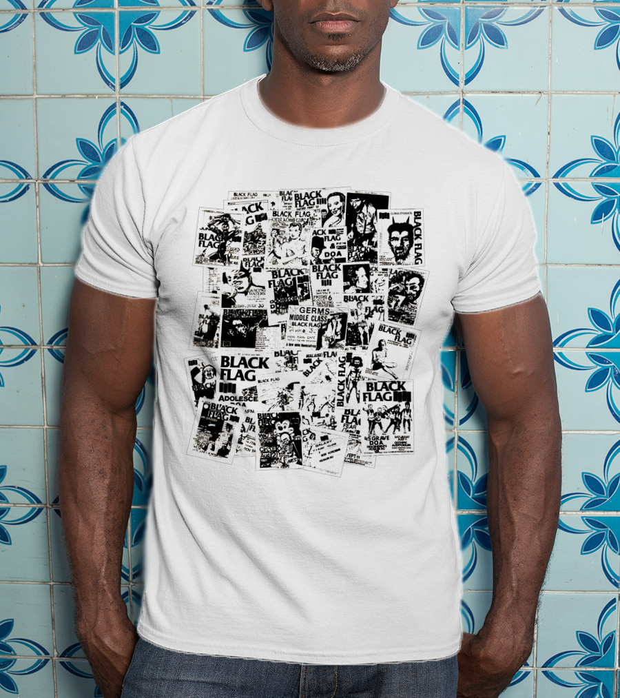 Black Flag Punk Collage With Germs Middle Class Adolescents Doa Battle Of The Bands T-Shirt