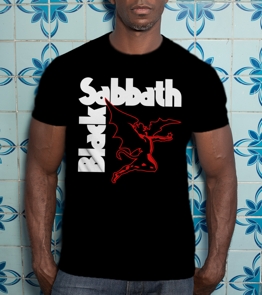 Black Sabbath Logo With Red Winged Figure T-Shirt