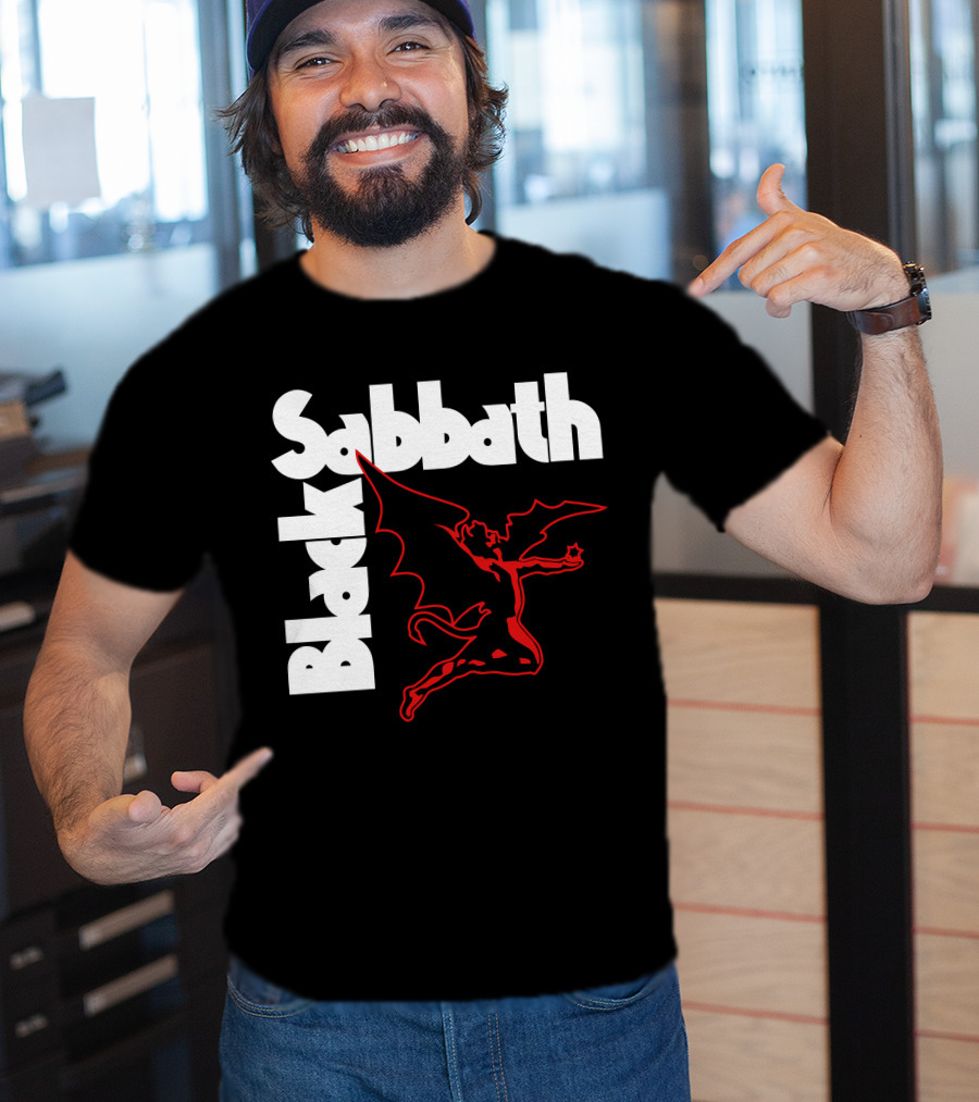 Black Sabbath Logo With Red Winged Figure T-Shirt