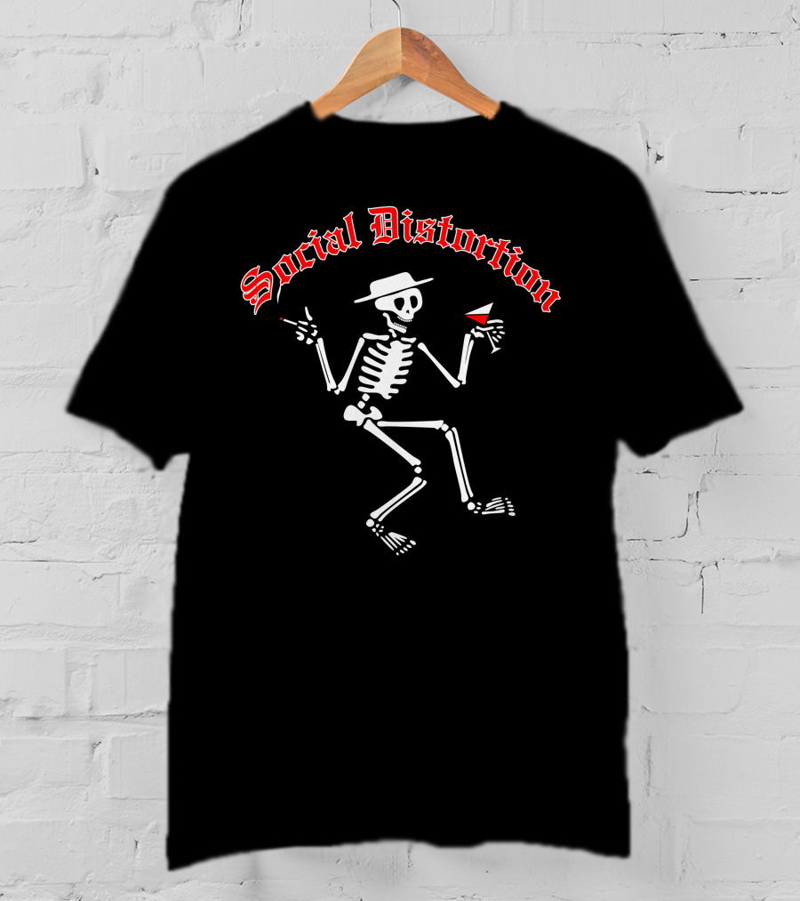 Social Distortion Dancing Skeleton With Hat And Drink T-Shirt