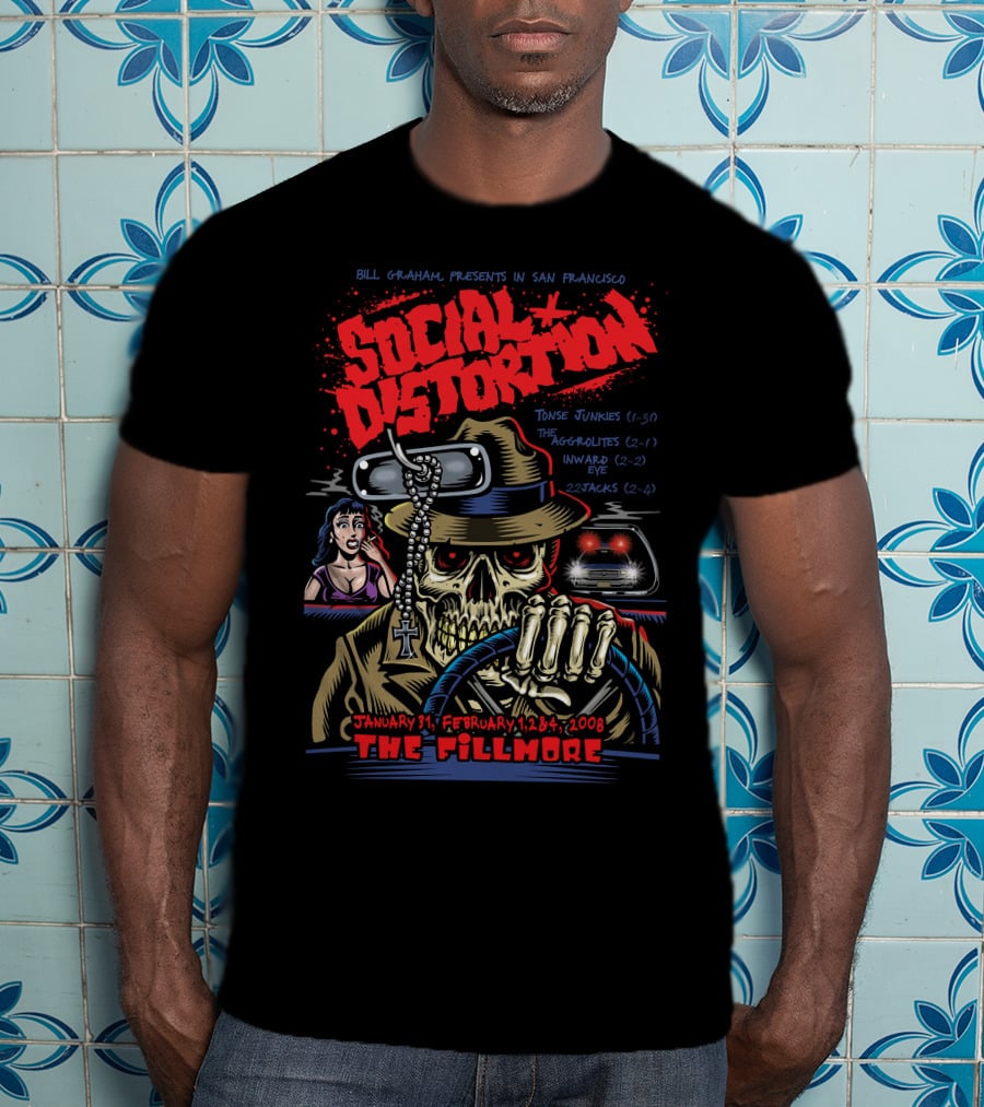 Bill Graham Presents Social Distortion January 31 February 1-2-4 2008 The Fillmore T-Shirt