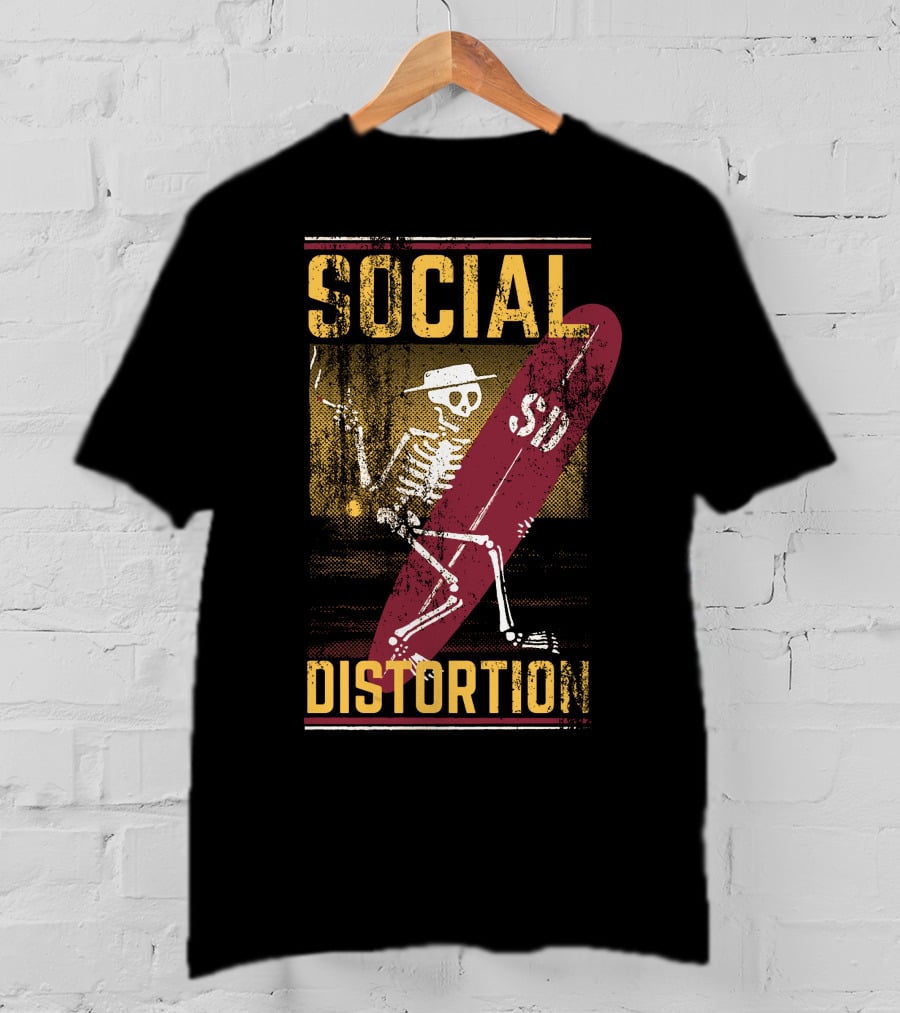 Social Distortion Skeleton With Surfboard Sdt T-Shirt