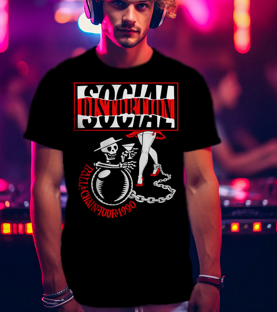 Social Distortion Ball & Chain Tour 1990 T-Shirt