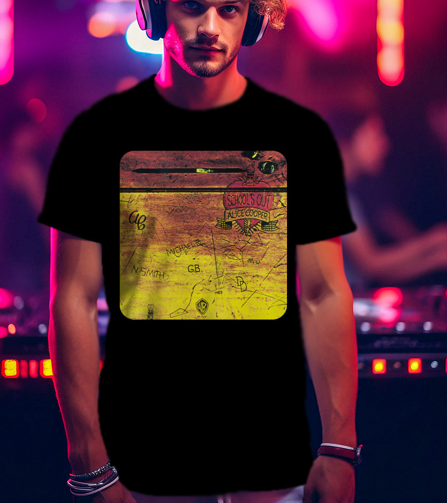 School's Out Alice Cooper Wooden Desk T-Shirt