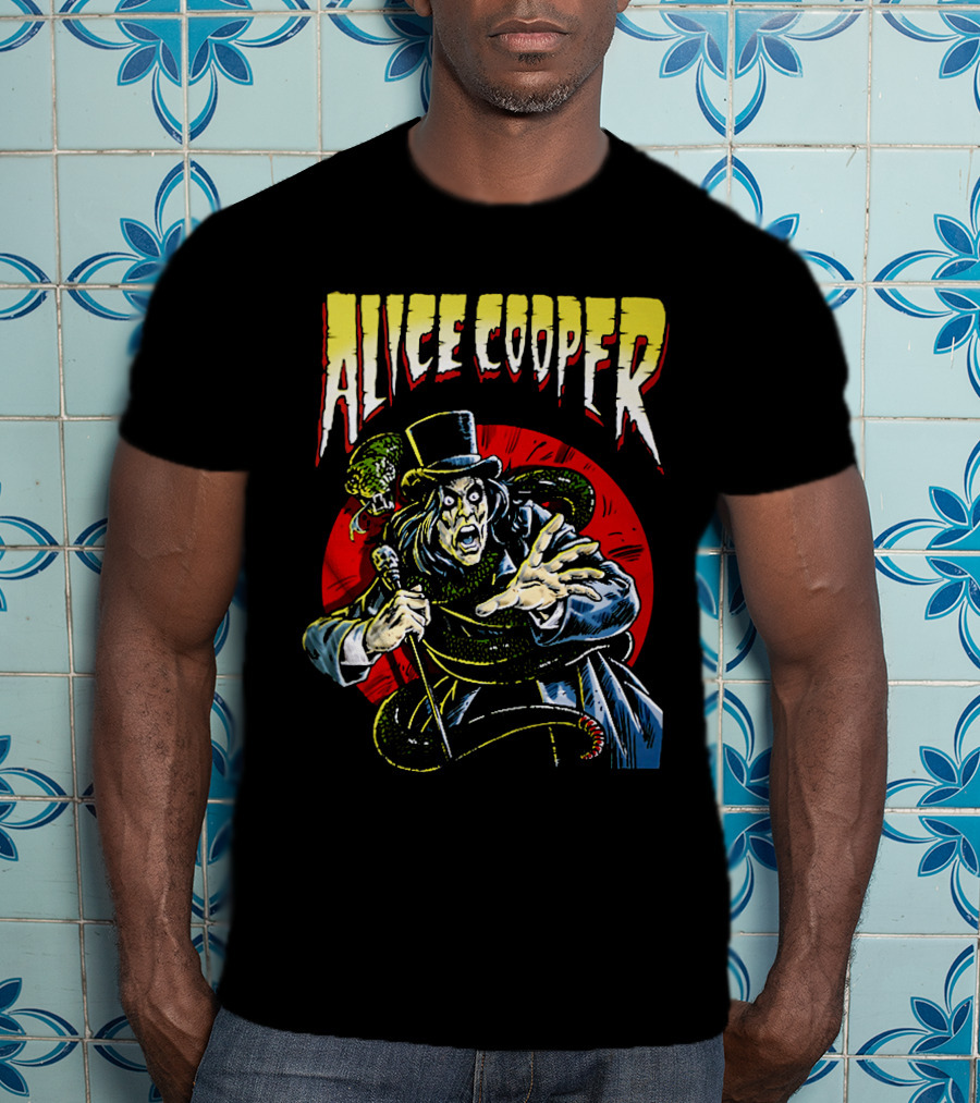 Alice Cooper Horror Snake Red Circle T-Shirt