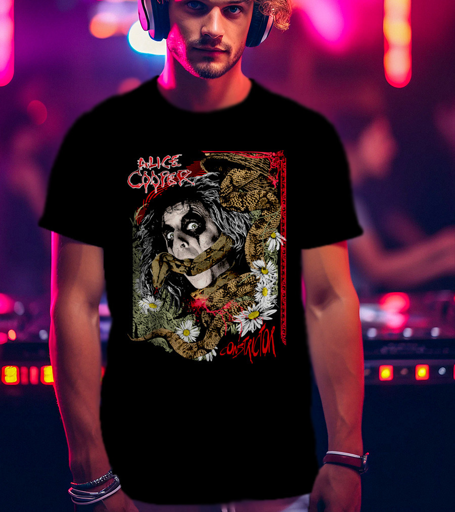 Alice Cooper Constrictor Snake And Daisies T-Shirt