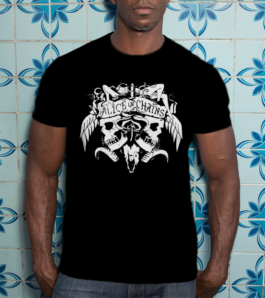 Alice In Chains Skull Wings Banner T-Shirt