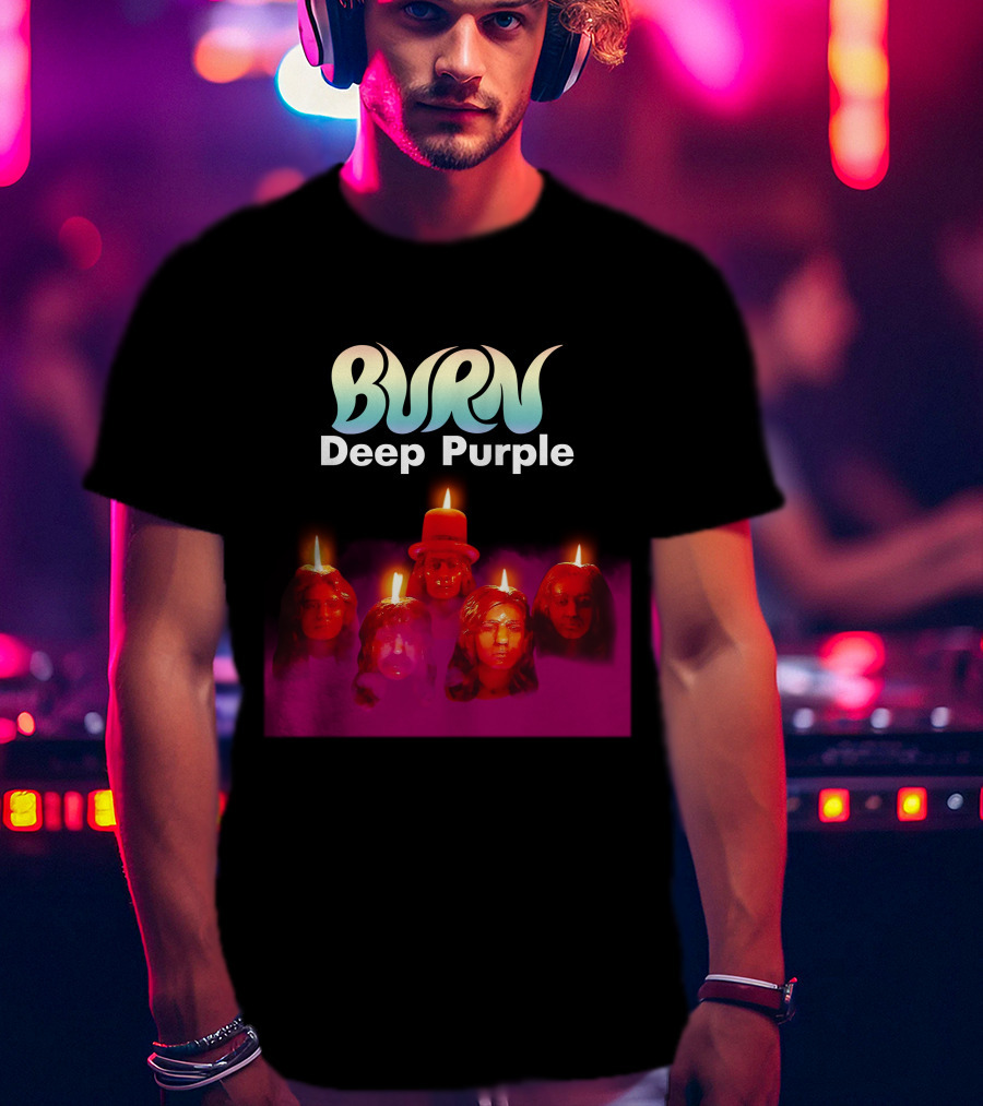 Burn Deep Purple Candle Faces T-Shirt