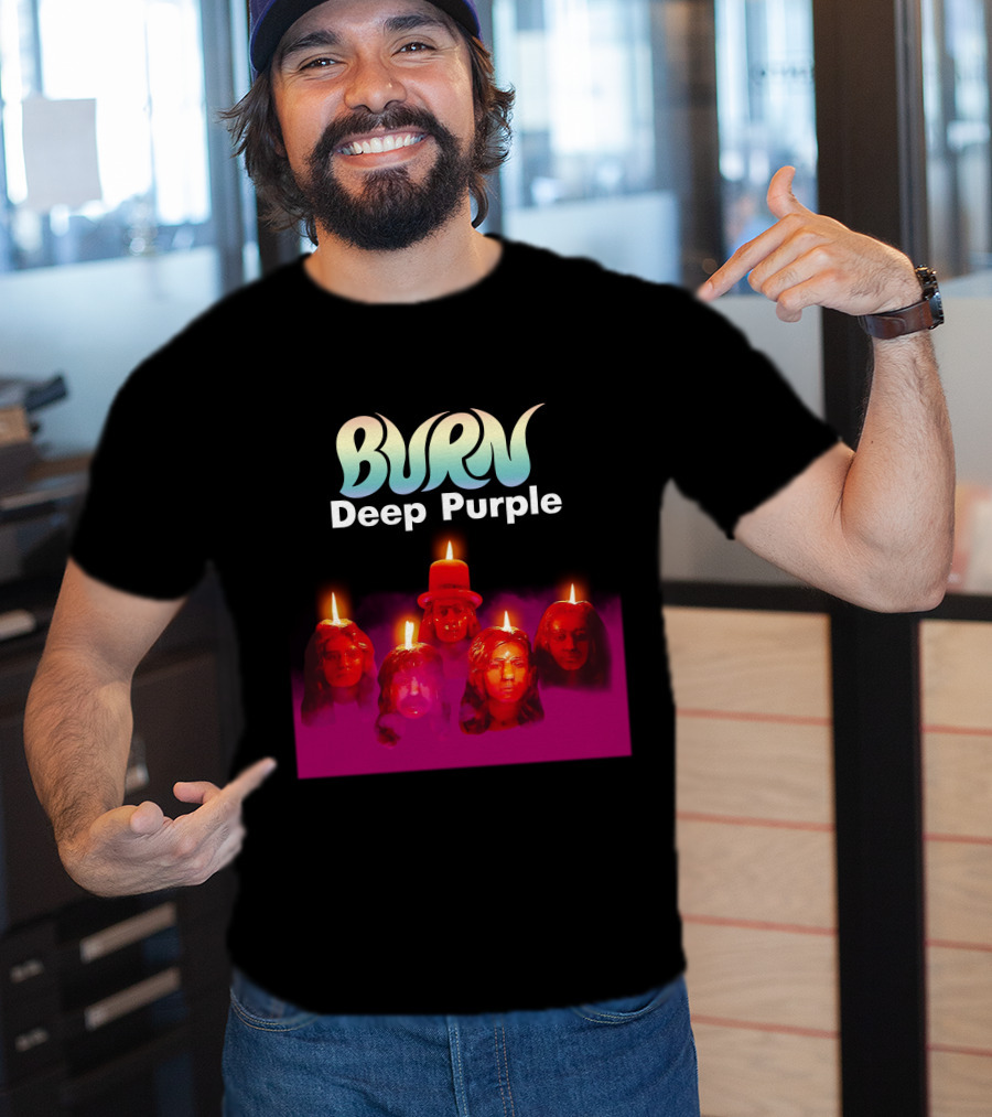 Burn Deep Purple Candle Faces T-Shirt