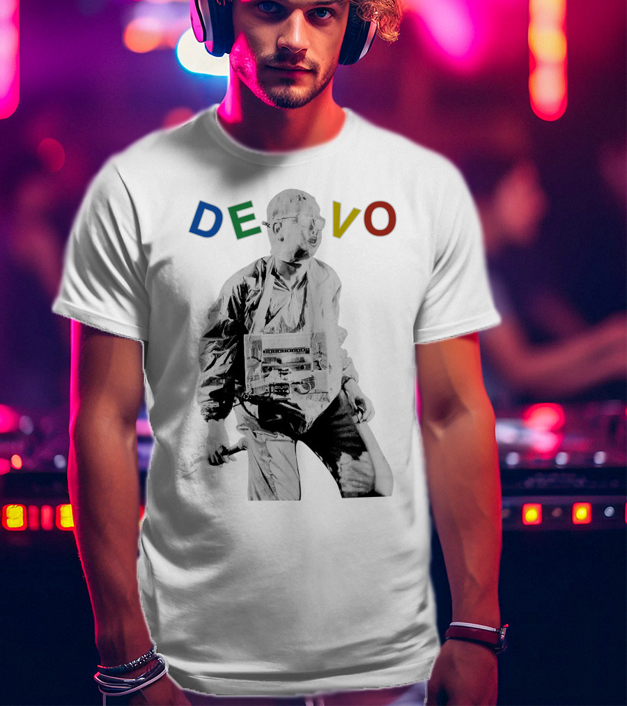Devo Man With Jacket And Guitar T-Shirt