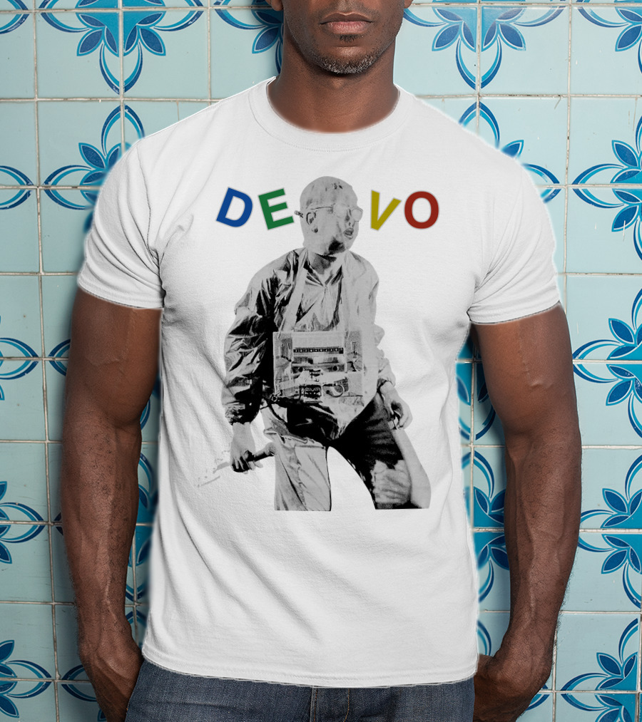 Devo Man With Jacket And Guitar T-Shirt