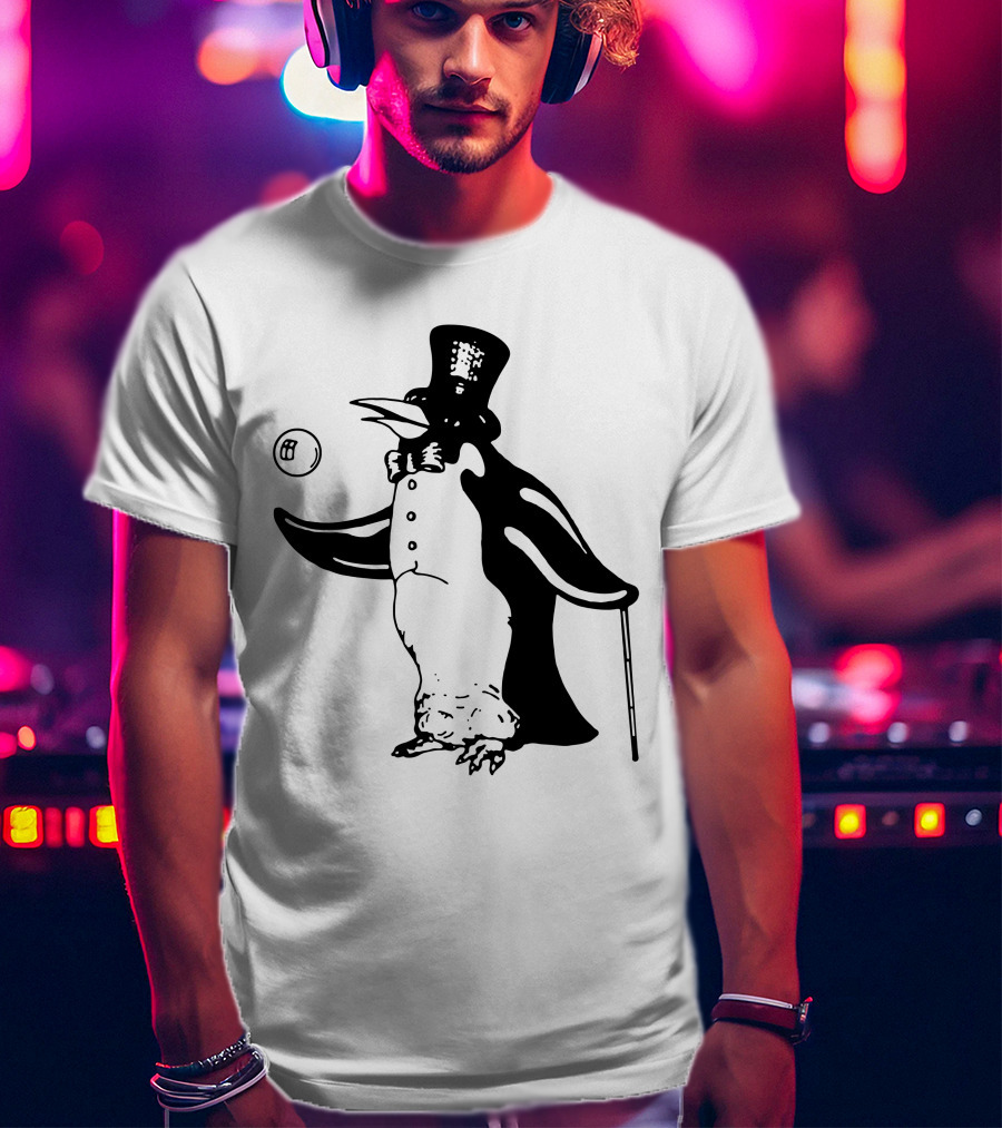 Penguin With Top Hat And Cane Flm T-Shirt