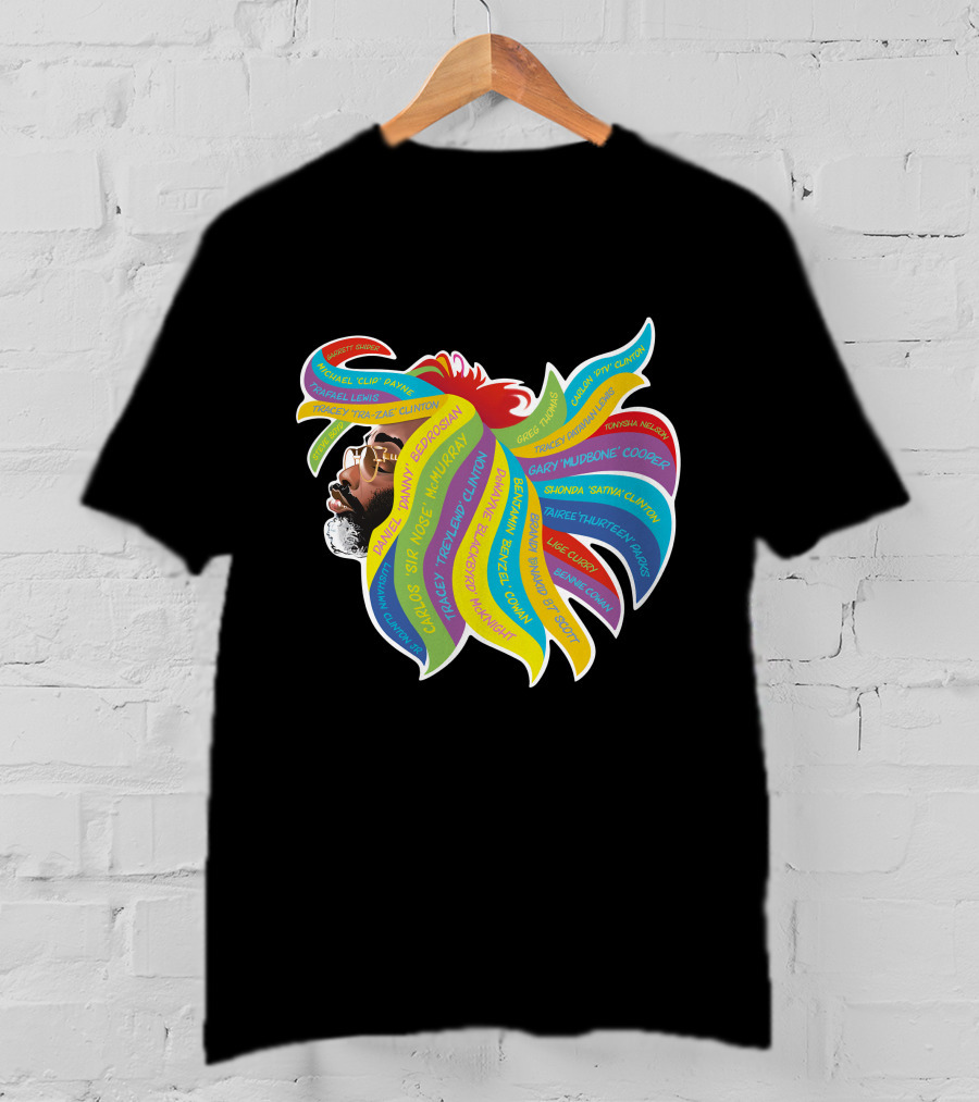 Psychedelic Funk Portrait With Bootsy Collins Dr. Funkenstein References In Vibrant Afro  Colors T-Shirt