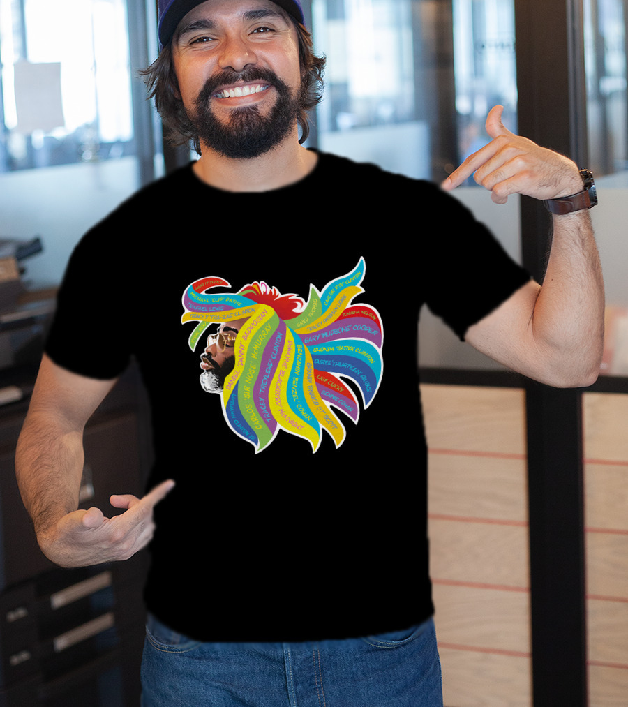Psychedelic Funk Portrait With Bootsy Collins Dr. Funkenstein References In Vibrant Afro  Colors T-Shirt