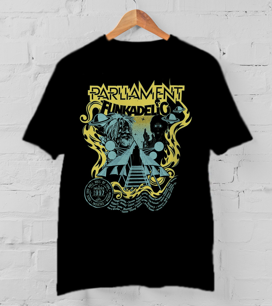 Parliament Funkadelic Rock And Roll Hall Of Fame Inductee 1997 Space Themed T-Shirt