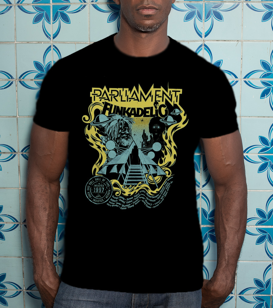 Parliament Funkadelic Rock And Roll Hall Of Fame Inductee 1997 Space Themed T-Shirt