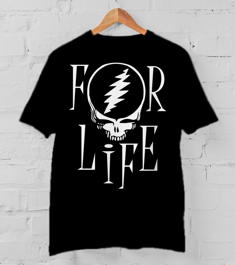 Grateful Dead Skull Lightning Bolt For Life T-Shirt