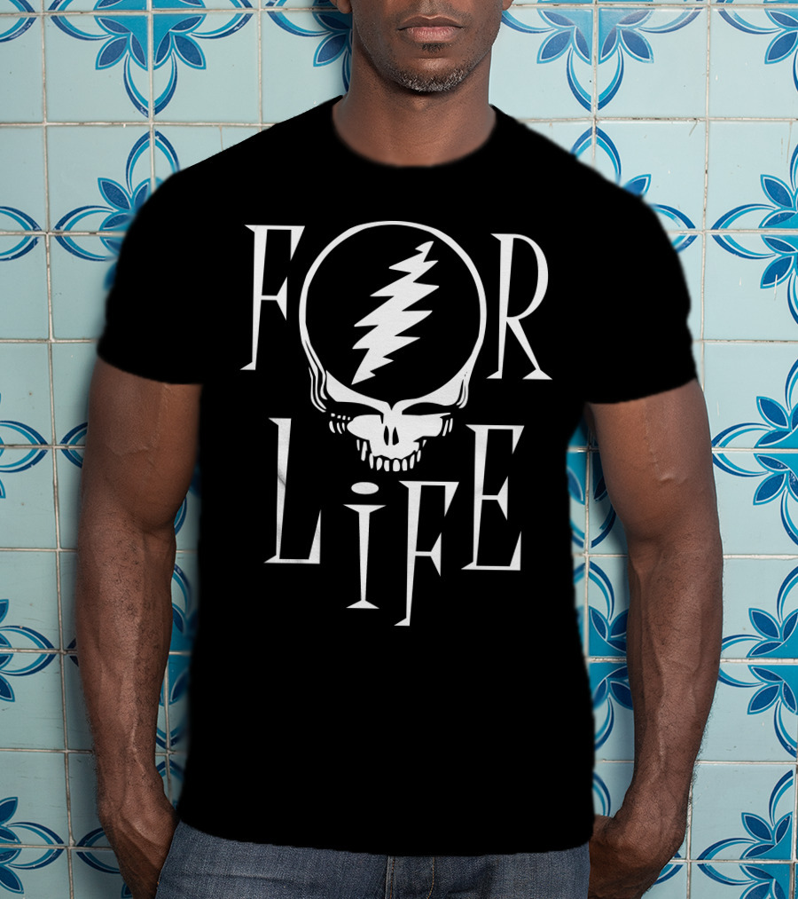 Grateful Dead Skull Lightning Bolt For Life T-Shirt