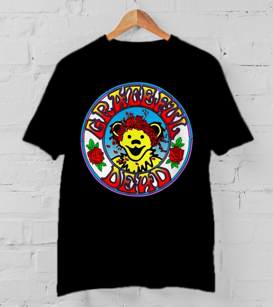 Grateful Dead Bear With Roses Circle T-Shirt