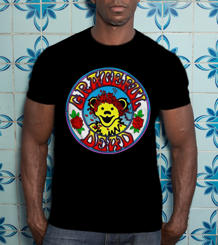 Grateful Dead Bear With Roses Circle T-Shirt