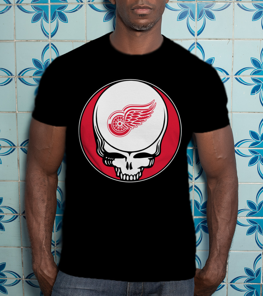 Detroit Red Wings Grateful Dead Skull T-Shirt