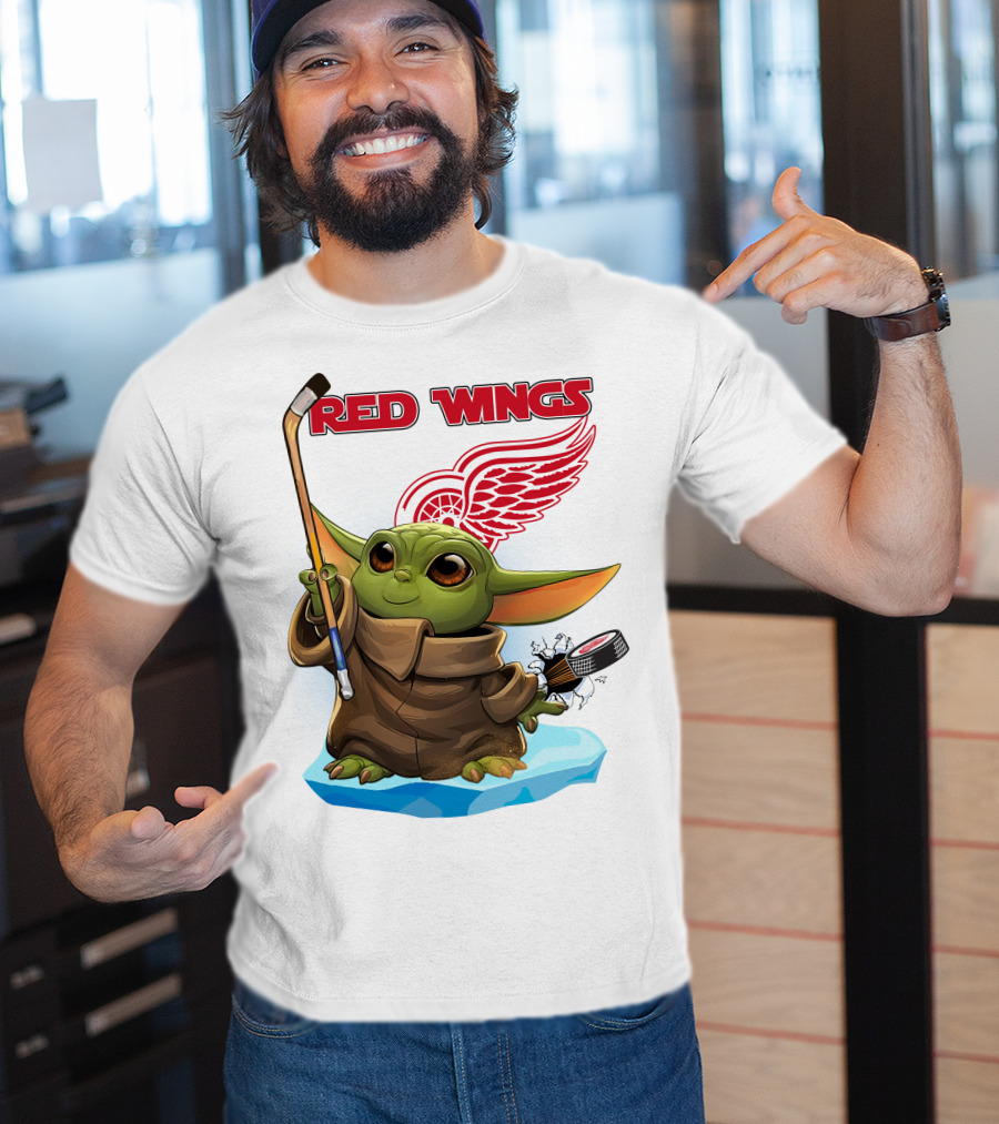 Baby Yoda Hockey Detroit Red Wings T-Shirt