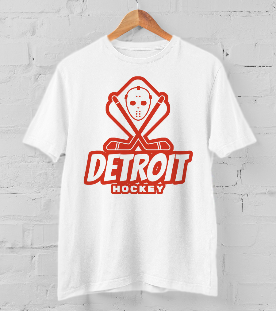 Detroit Hockey Mask And Crossed Sticks T-Shirt