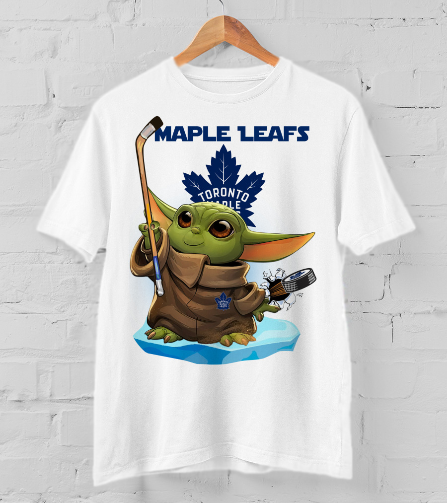 Baby Yoda Toronto Maple Leafs Hockey Fan T-Shirt