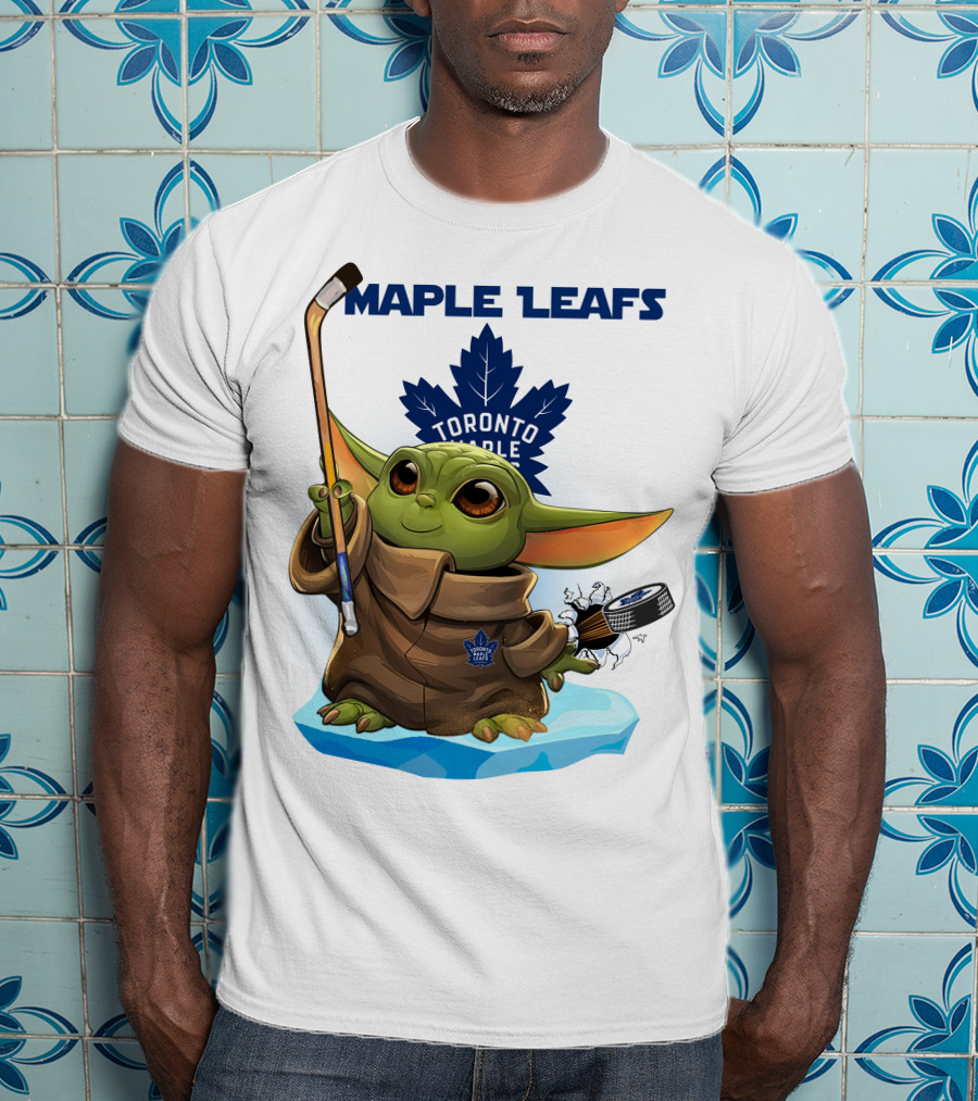 Baby Yoda Toronto Maple Leafs Hockey Fan T-Shirt
